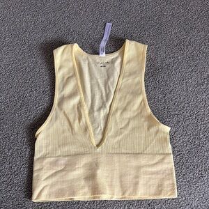 Yellow Sleeveless Ribbed Top